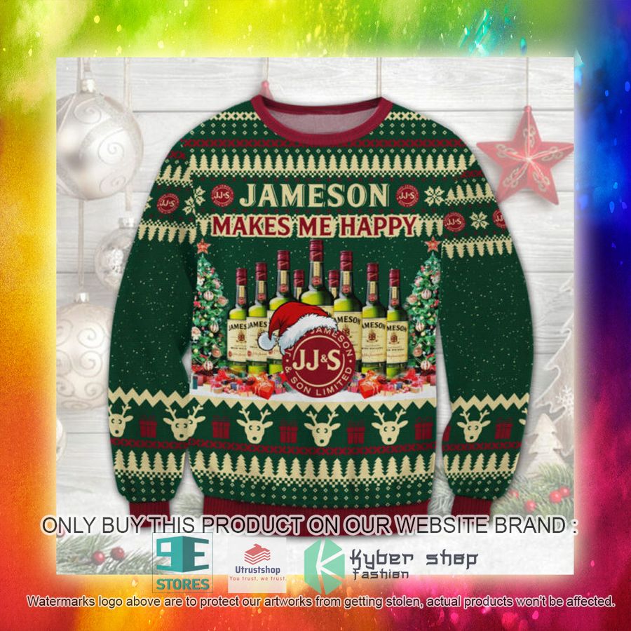 NEW Jameson Makes Me Happy Ugly Sweater 3 jameson makes me happy ugly christmas sweater 3 62551