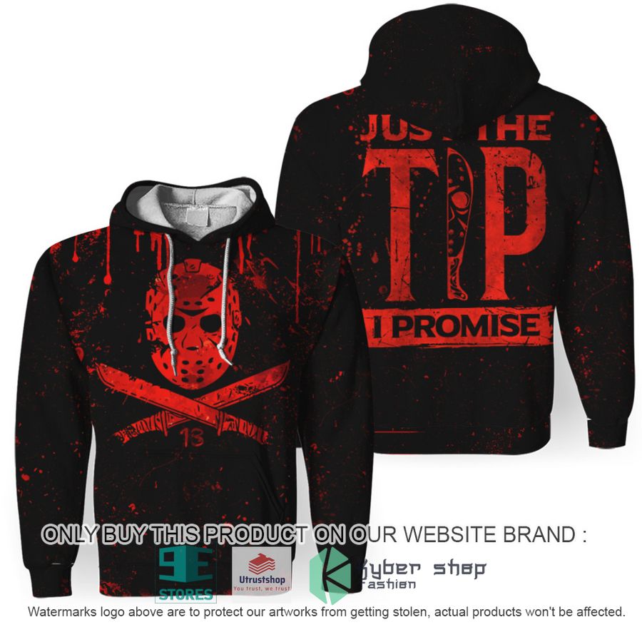 NEW Jason Voorhees Just The Tip I Promise Black Full Print Hoodie 7 jason voorhees just the tip i promise black hoodie 1 53718