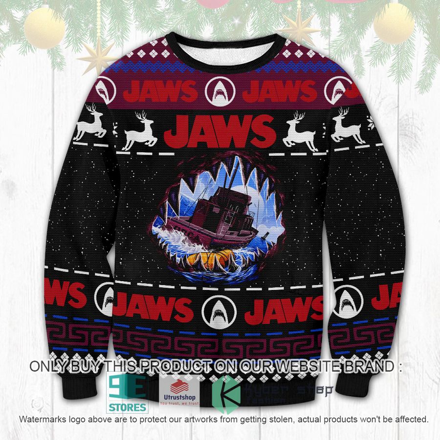 jaws black ugly christmas sweater 1 33523