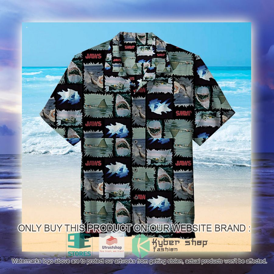 NEW Jaws Collage black green Hawaii Shirt 3 jaws collage black green hawaiian shirt 3 87305