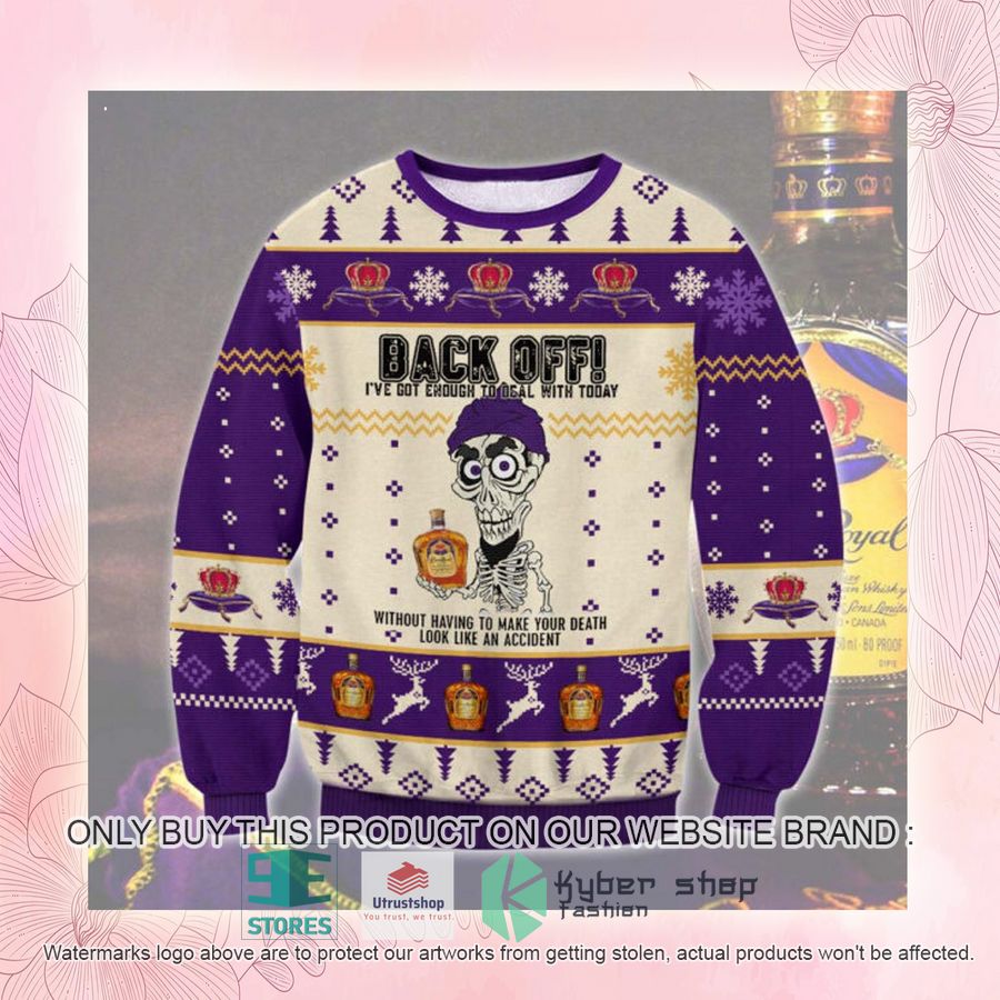 NEW Jeff Dunham Crown Royal Back Off Ugly Sweater 2 jeff dunham crown royal back off ugly christmas sweater 2 86436