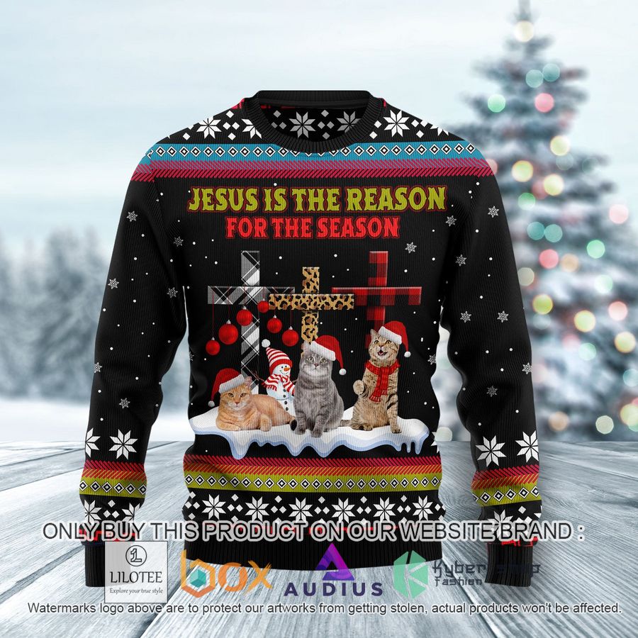 jesus is the reason for the season cat ugly christmas sweater 1 50318