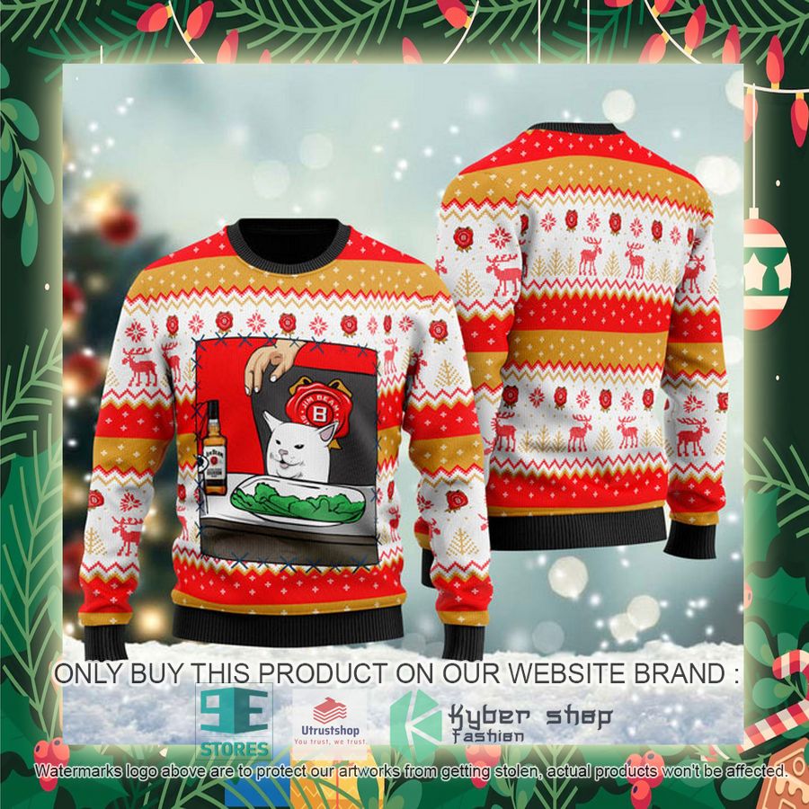 jim beam cat meme ugly christmas sweater 2 5055
