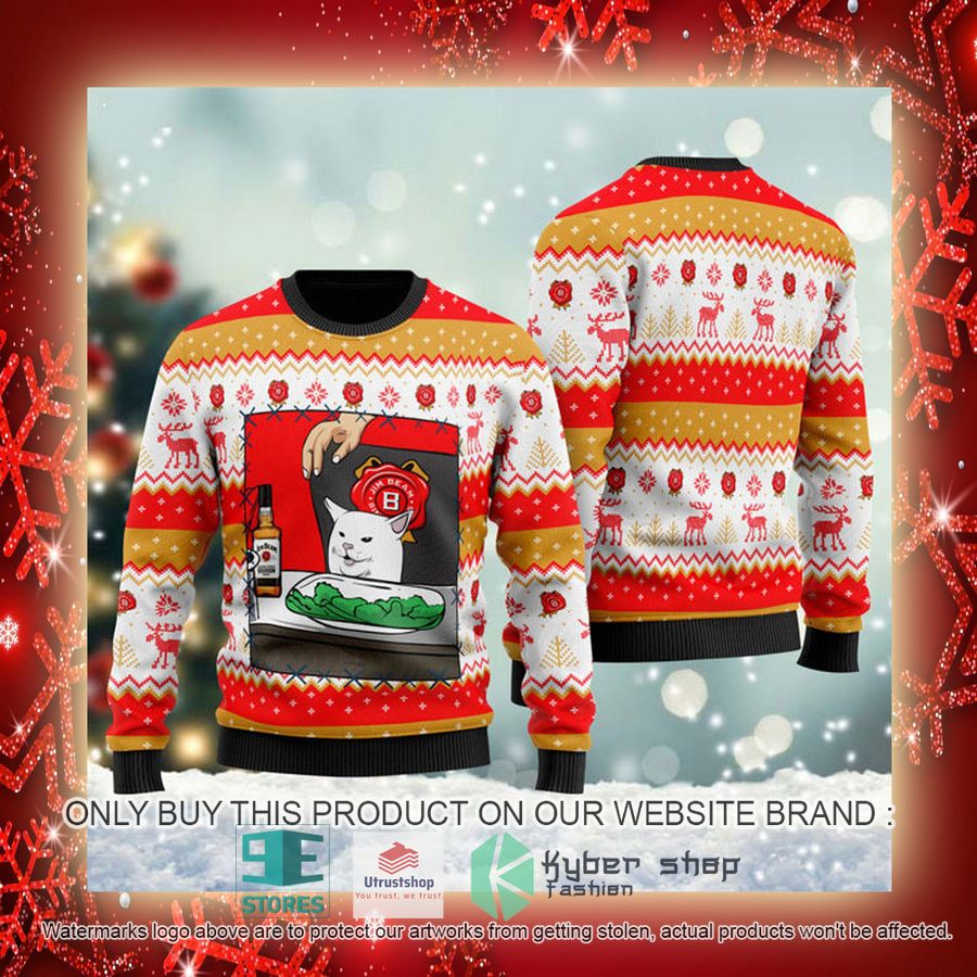 NEW Jim Beam Cat Meme Christmas Ugly Sweater 3 jim beam cat meme ugly christmas sweater 3 44331