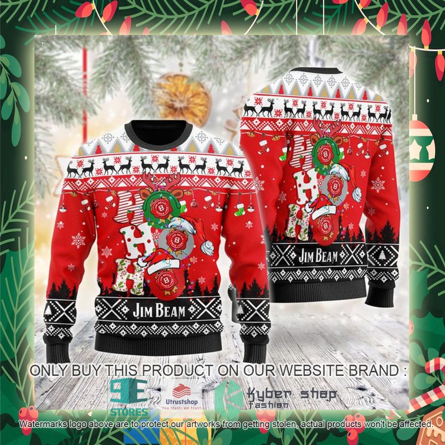 jim beam ho ho ho ugly christmas sweater 2 48116