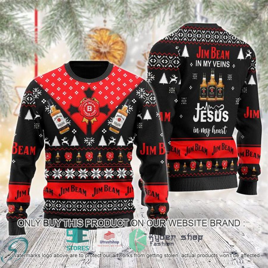 jim beam in my veins jesus in my heart ugly christmas sweater 1 66702