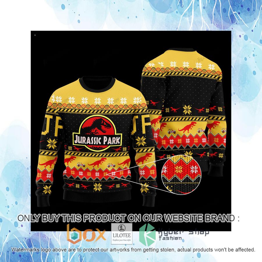 Jurassic Park Christmas Yellow Wool Sweater 4 jurassic park christmas yellow wool sweater 4 5198