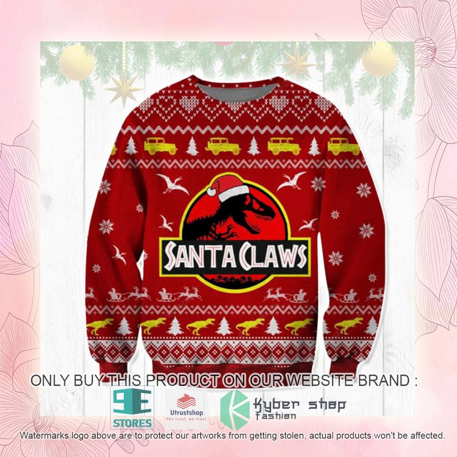 NEW Jurassic Park Santa Claws Ugly Sweater 2 jurassic park santa claws ugly christmas sweater 2 86766