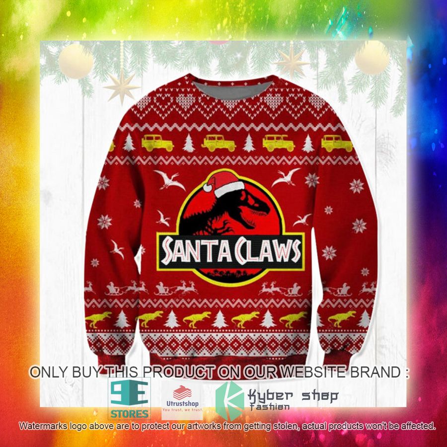NEW Jurassic Park Santa Claws Ugly Sweater 3 jurassic park santa claws ugly christmas sweater 3 83429