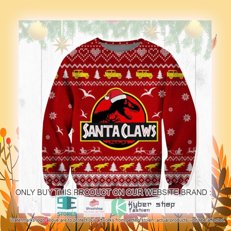 NEW Jurassic Park Santa Claws Ugly Sweater 4 jurassic park santa claws ugly christmas sweater 4 36459