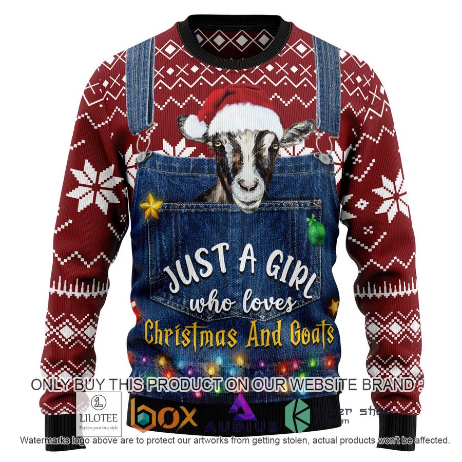 just a girl who loves christmas and goats ugly christmas sweater 1 9530