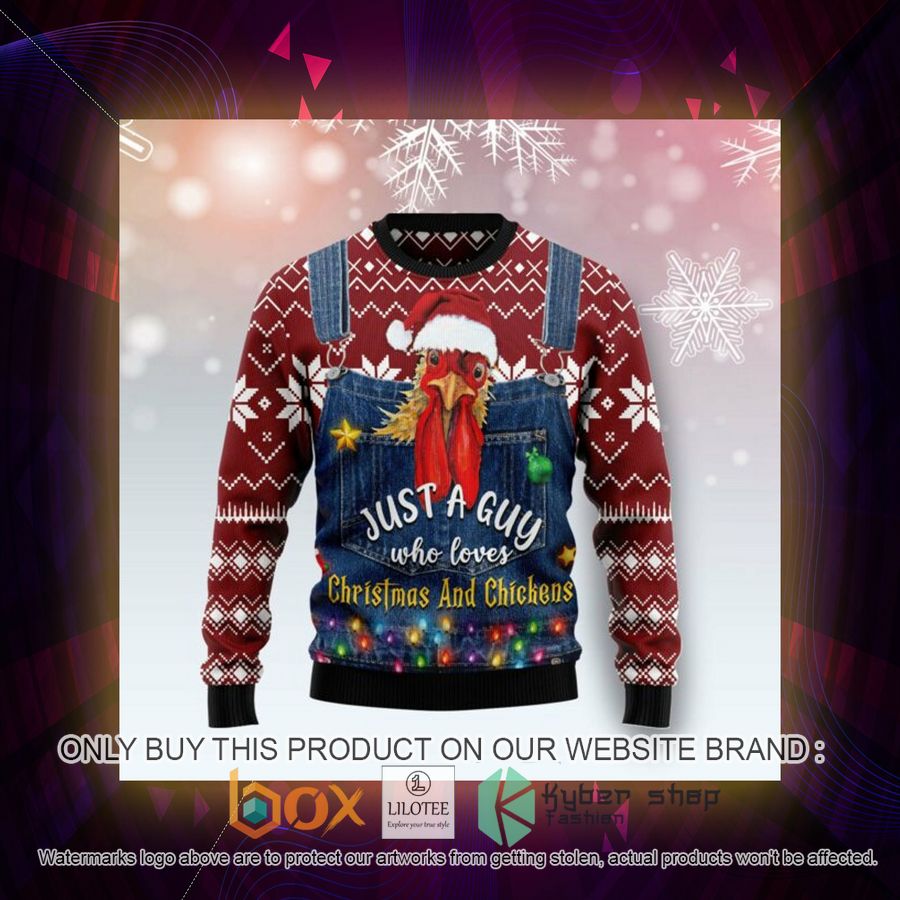 Just A Guy Who Loves Christmas And Chickens Ugly Christmas Sweatshirt 3 just a guy who loves christmas and chickens ugly christmas sweatshirt 3 88366