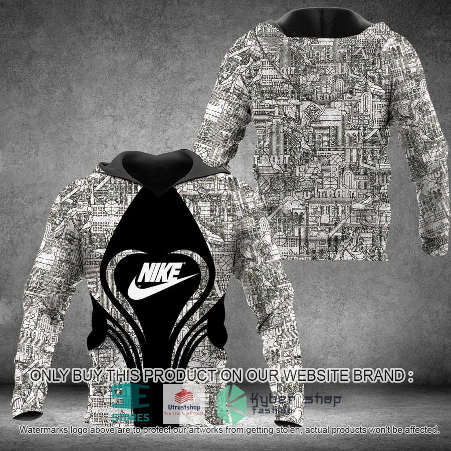 NEW Just Do It Nike white black Full Print Hoodie 8 just do it nike white black 3d hoodie 1 47997