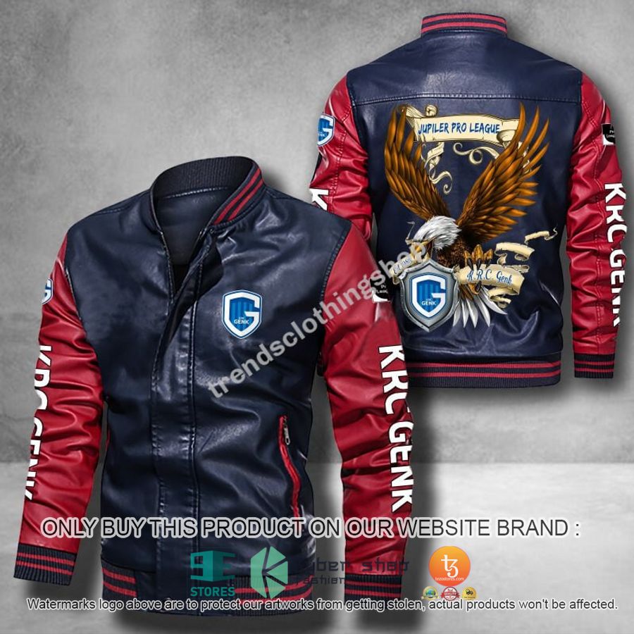 HOT K.R.C. Genk Eagle League Bomber Leather Jacket 4 k r c genk eagle league leather bomber jacket 4 77366