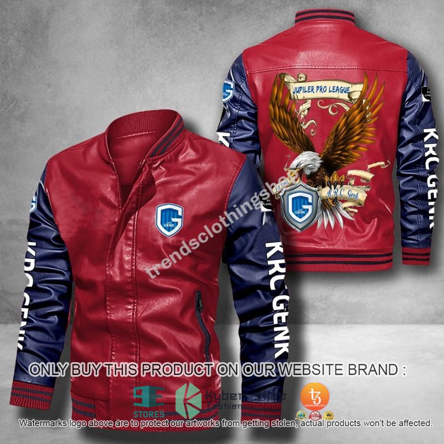 HOT K.R.C. Genk Eagle League Bomber Leather Jacket 5 k r c genk eagle league leather bomber jacket 5 6924