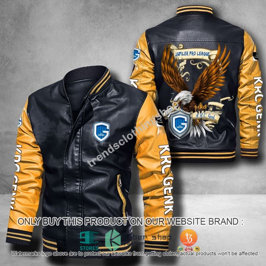 HOT K.R.C. Genk Eagle League Bomber Leather Jacket 6 k r c genk eagle league leather bomber jacket 6 38902