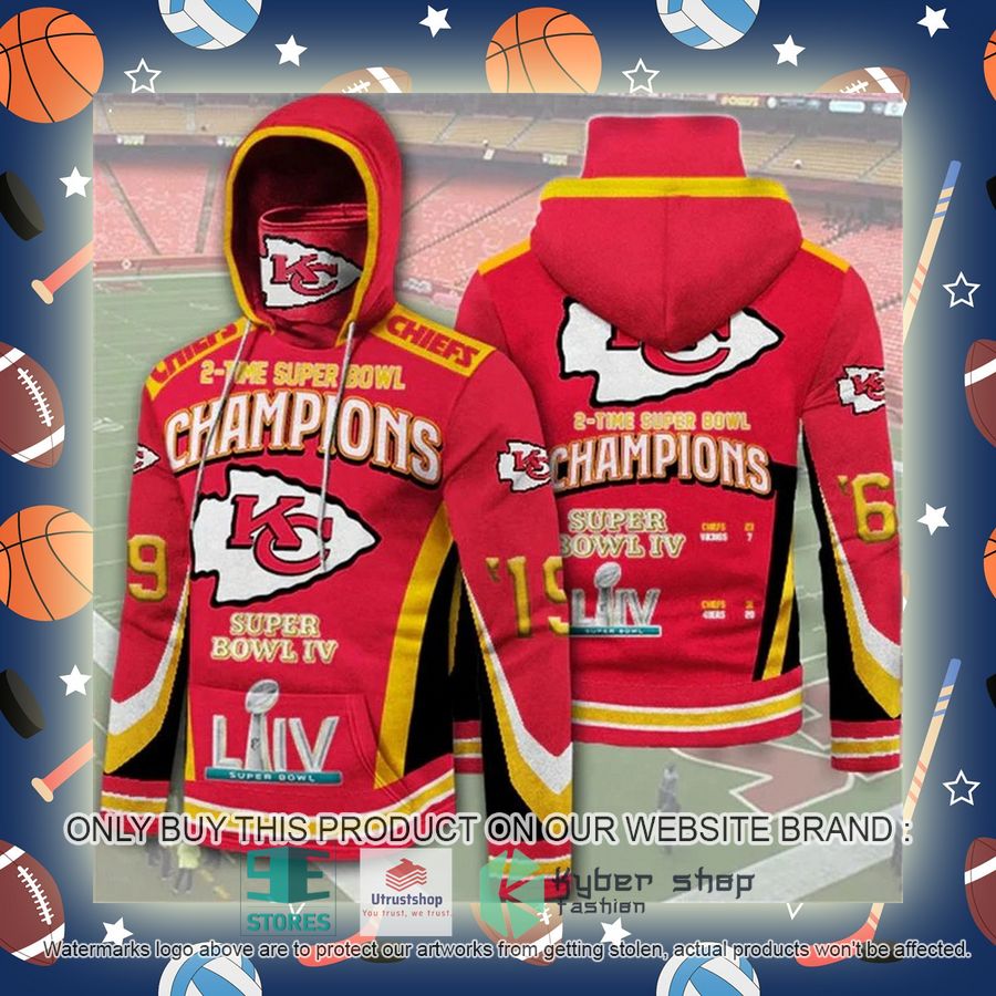 NEW Kansas City Chiefs 2 Times Super Bowl Champions 3D Hoodie Mask 3 kansas city chiefs 2 times super bowl champions 3d hoodie mask 3 6794