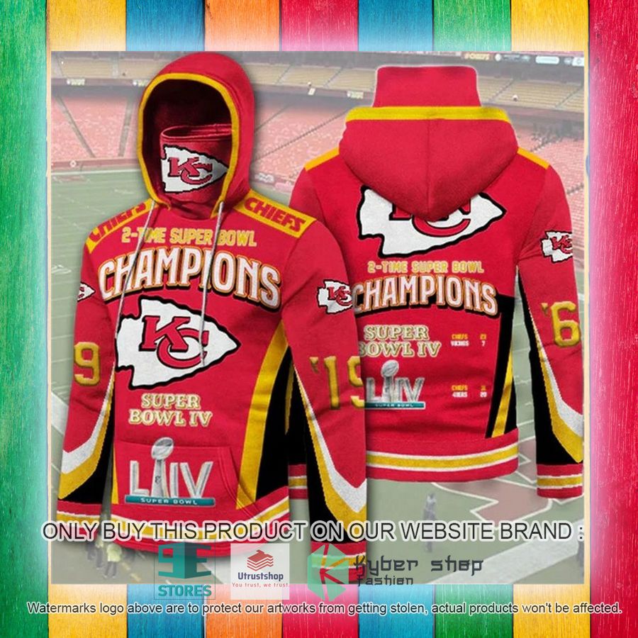 NEW Kansas City Chiefs 2 Times Super Bowl Champions 3D Hoodie Mask 4 kansas city chiefs 2 times super bowl champions 3d hoodie mask 4 12600