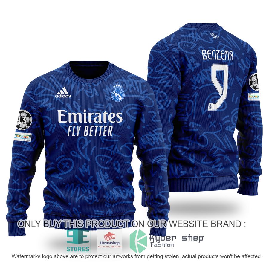 karim benzema 9 real madrid fc blue sweater 1 91046