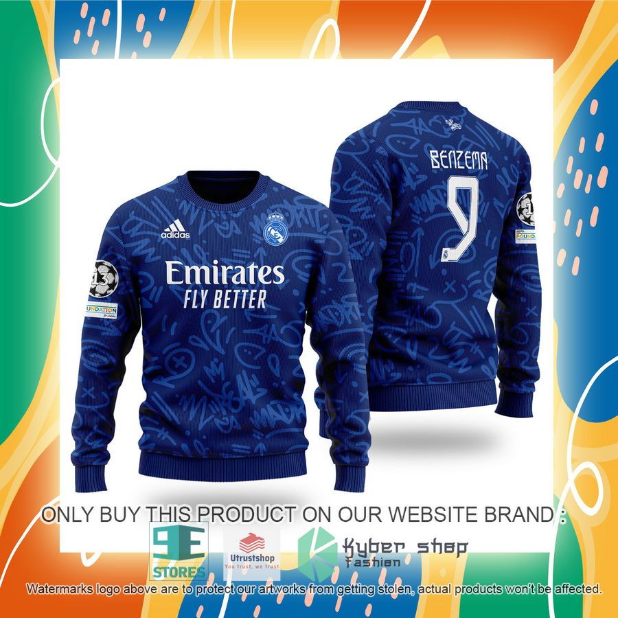karim benzema 9 real madrid fc blue sweater 2 68789
