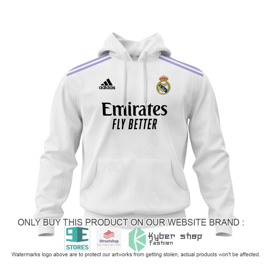 NEW Karim Benzema 9 Real Madrid FC Emirates Fly Better white Hoodie, Shirt 2 karim benzema 9 real madrid fc emirates fly better white shirt hoodie 2 43575