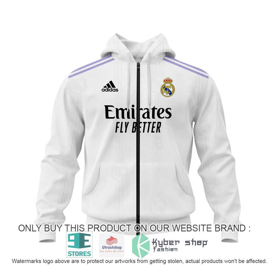 NEW Karim Benzema 9 Real Madrid FC Emirates Fly Better white Hoodie, Shirt 3 karim benzema 9 real madrid fc emirates fly better white shirt hoodie 3 10374