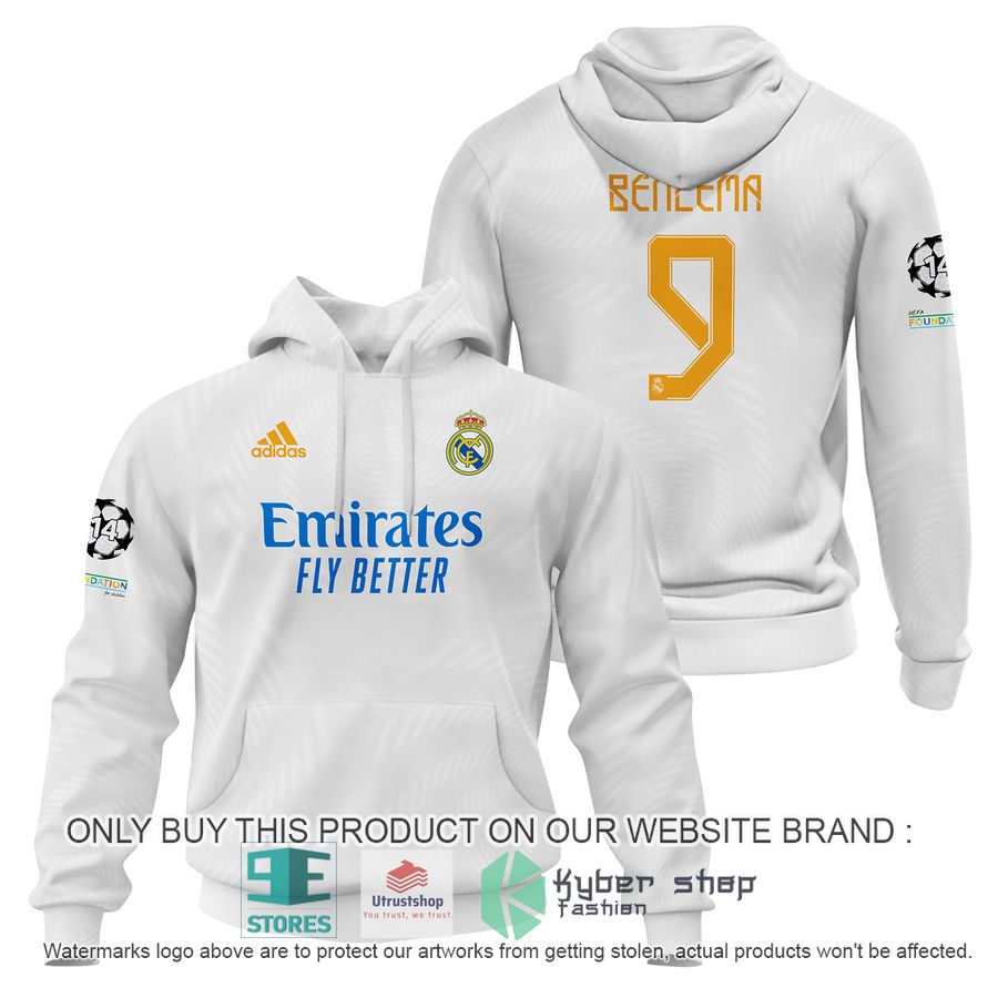karim benzema 9 real madrid fc white shirt hoodie 1 75199