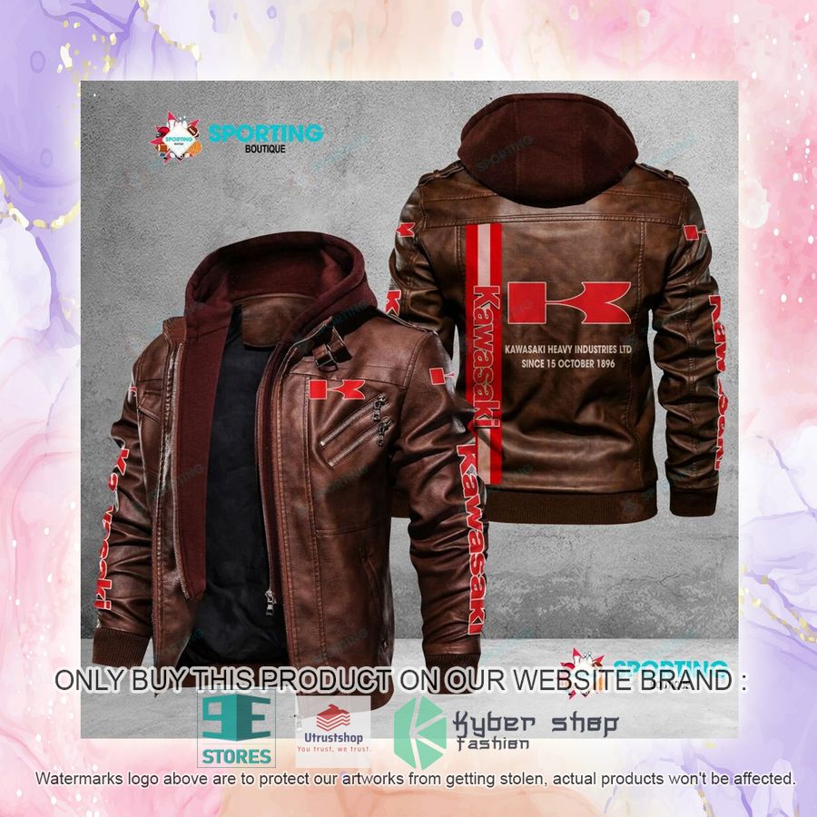 NEW Kawasaki Heavy Industries LTD Since 15 October 1896 Men Leather Jacket 4 kawasaki heavy industries ltd since 15 october 1896 leather jacket 4 38556