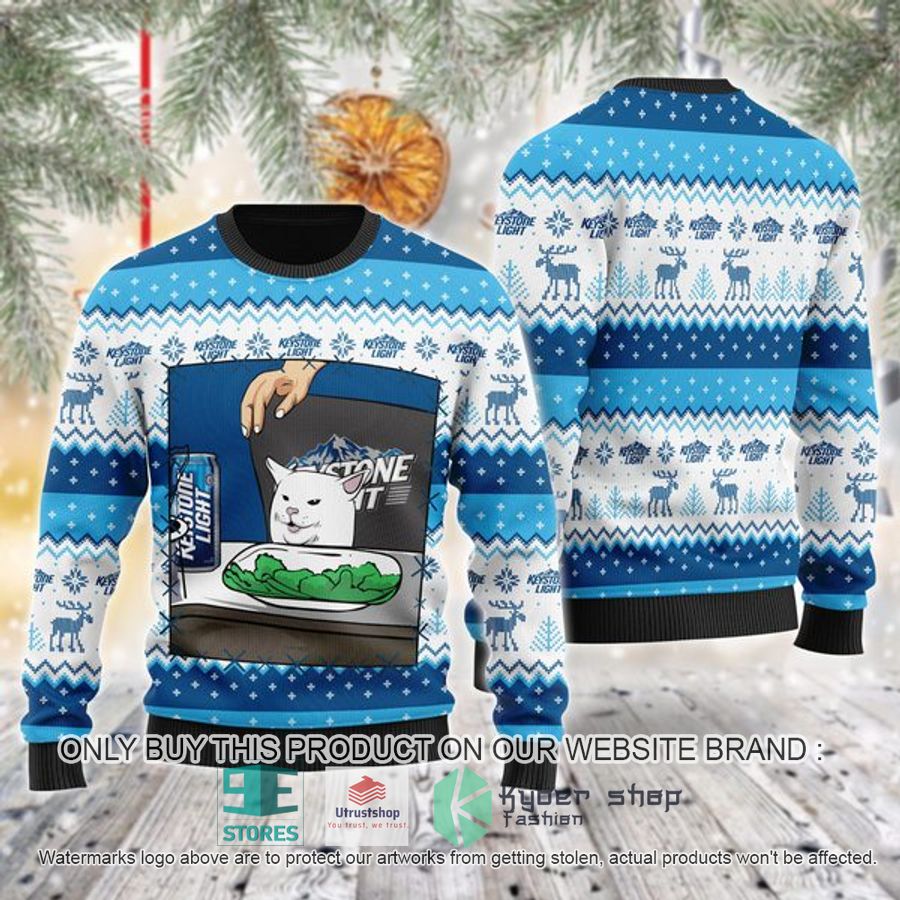 keystone light cat meme ugly christmas sweater 1 7595