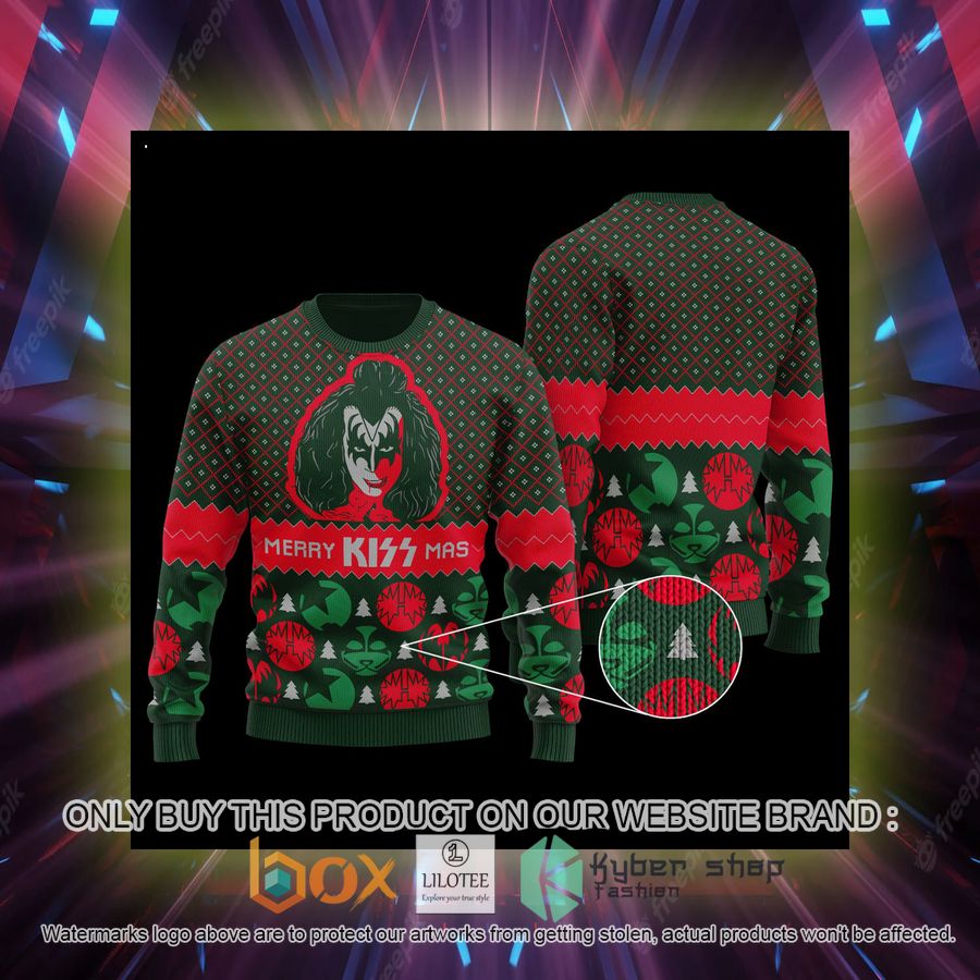 kiss band merry christmas wool sweater 2 67968