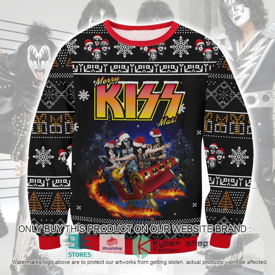 Kiss Band Sleigh Merry Kissmas Ugly Christmas Sweater 1 31602