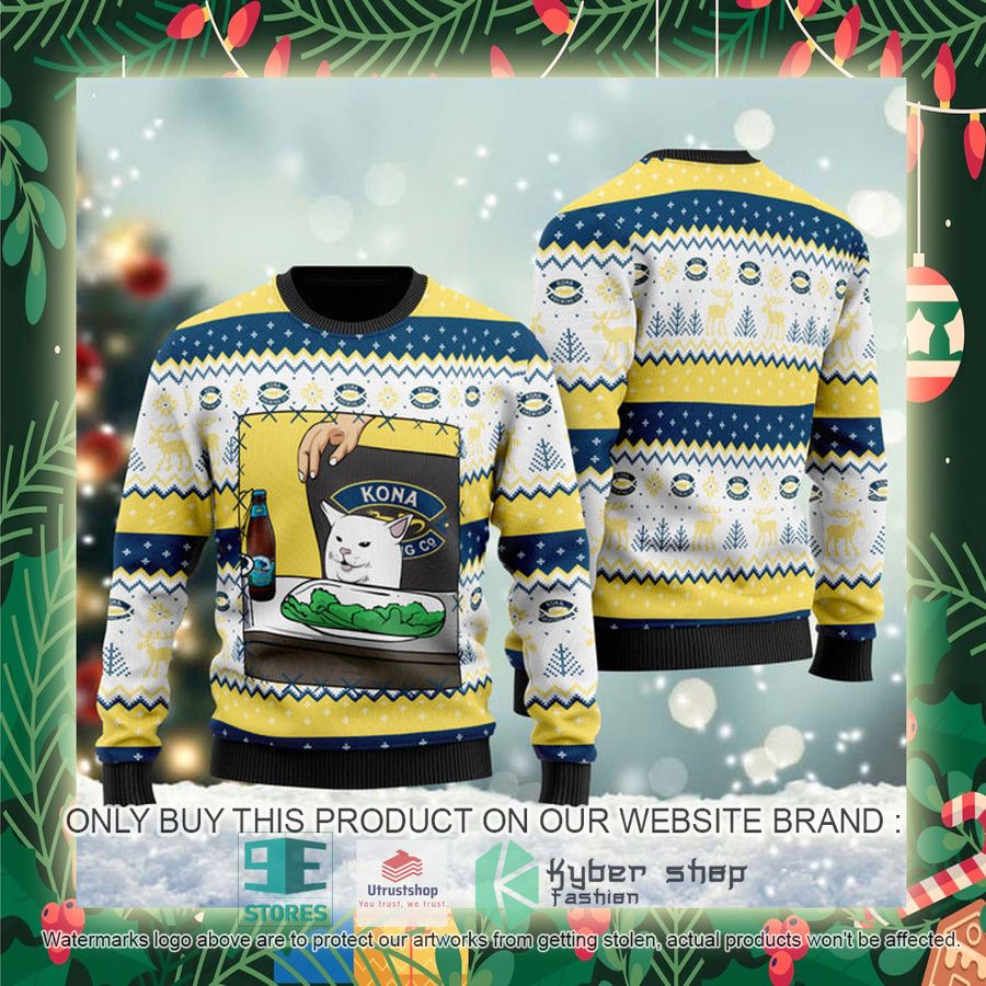 kona brewing cat meme ugly christmas sweater 2 861
