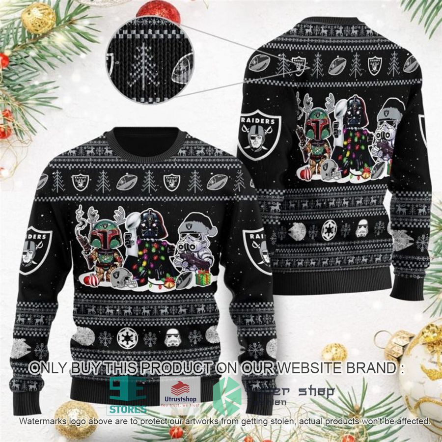 las vegas raiders darth vader boba fett stormtrooper ugly christmas sweater 1 32799