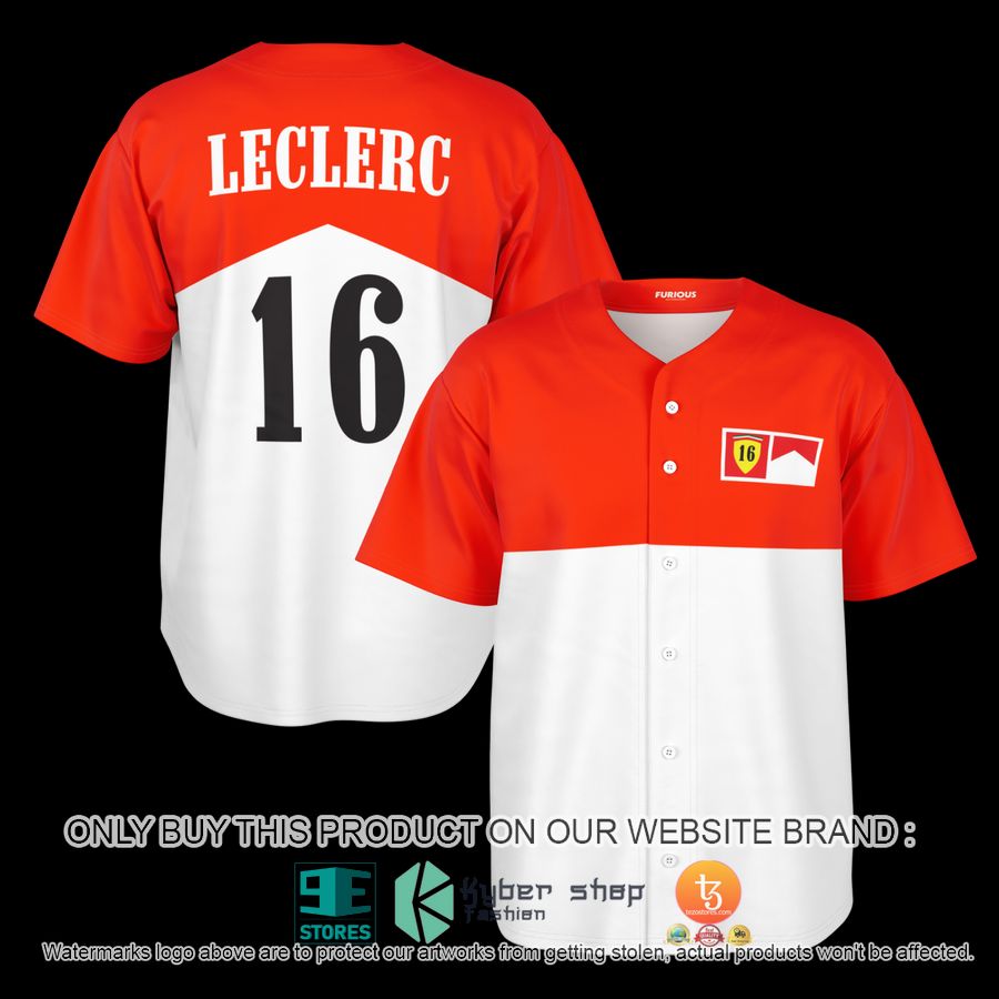 leclerc 16 red white baseball jersey 1 15347