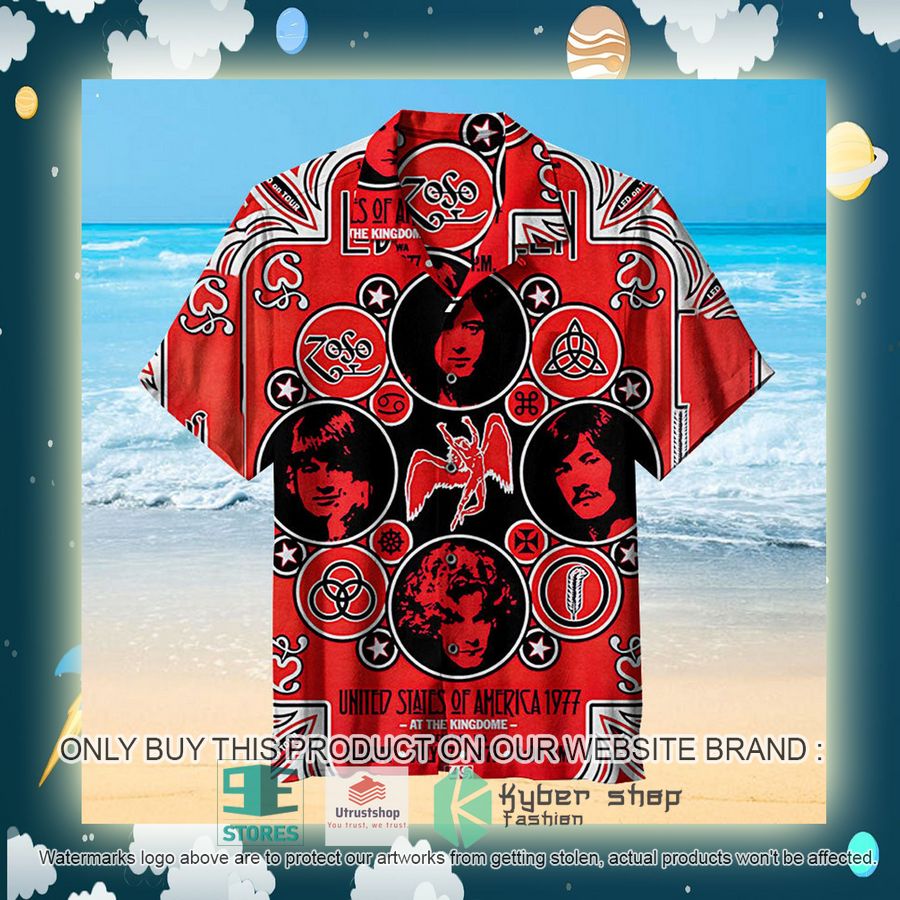 NEW Led Zeppelin United States of America 1977 red Hawaii Shirt 3 led zeppelin united states of america 1977 red hawaiian shirt 3 44139