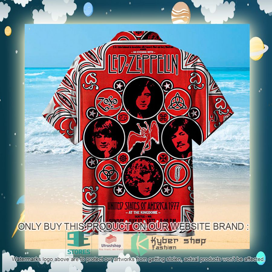 NEW Led Zeppelin United States of America 1977 red Hawaii Shirt 4 led zeppelin united states of america 1977 red hawaiian shirt 4 26311