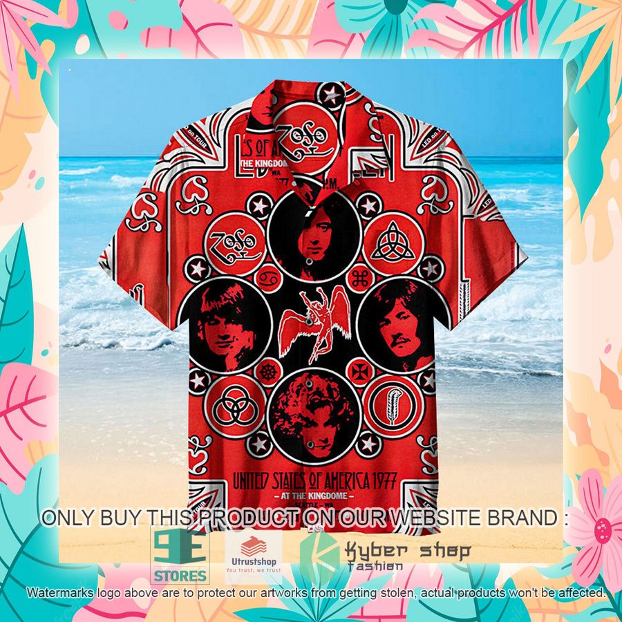 NEW Led Zeppelin United States of America 1977 red Hawaii Shirt 7 led zeppelin united states of america 1977 red hawaiian shirt 7 73235