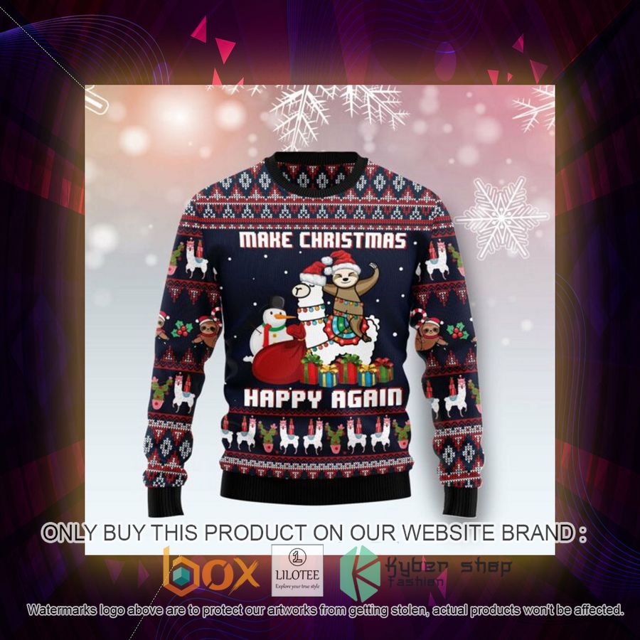 Llama Sloth Make Christmas Happy Again Ht031201 Ugly Christmas Ugly Christmas Sweatshirt 3 llama sloth make christmas happy again ht031201 ugly christmas ugly christmas sweatshirt 3 79559