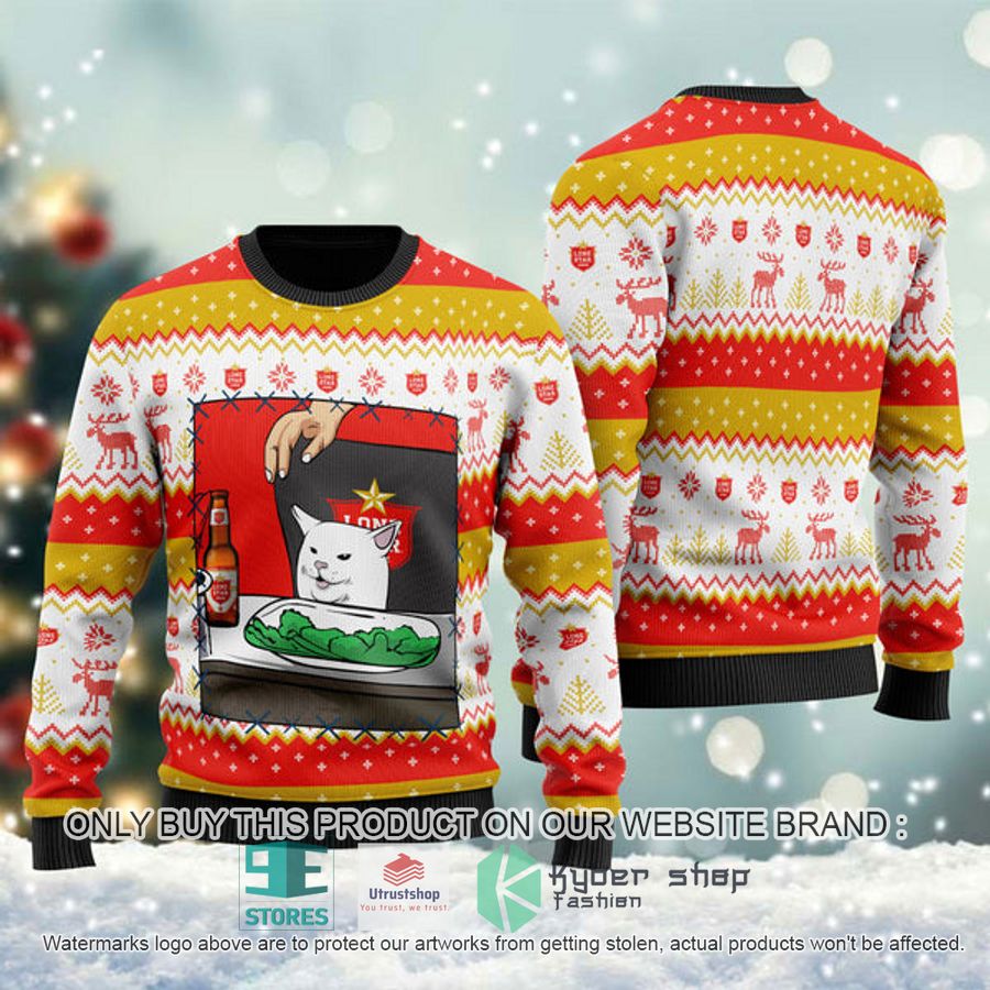 lone star beer cat meme ugly christmas sweater 1 91828