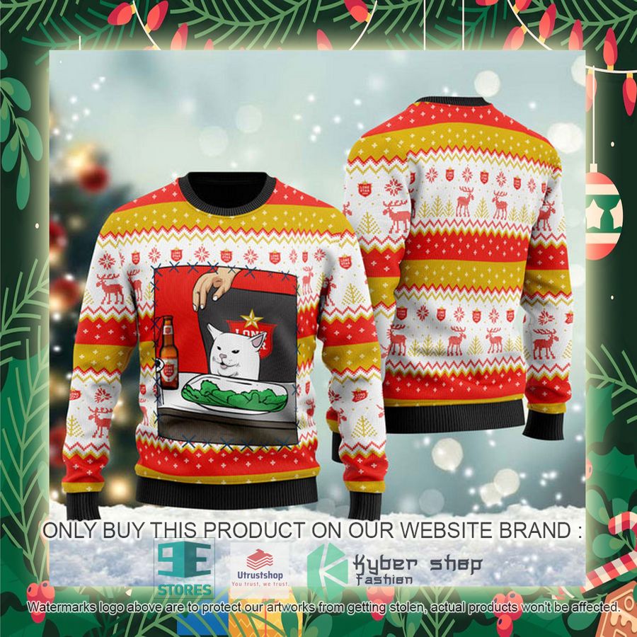 lone star beer cat meme ugly christmas sweater 2 16775