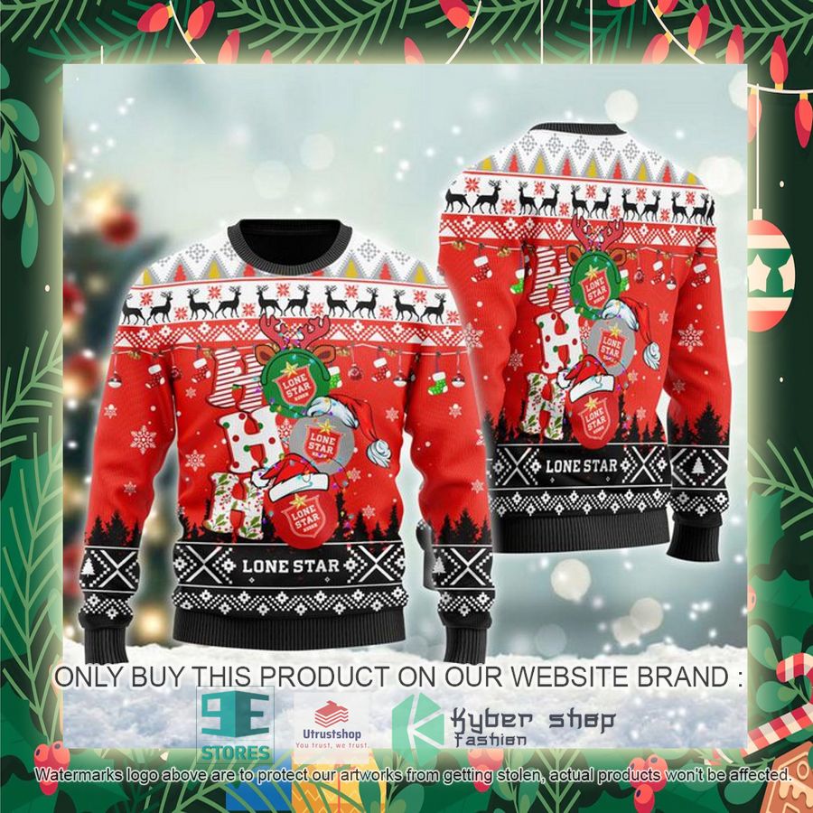 lone star beer ho ho ho ugly christmas sweater 2 99254
