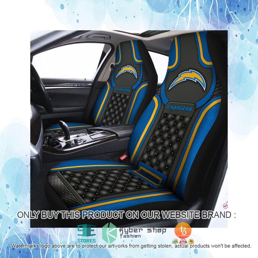 HOT Los Angeles Chargers Navy Black Car Seat Covers 4 los angeles chargers navy black car seat covers 4 97332