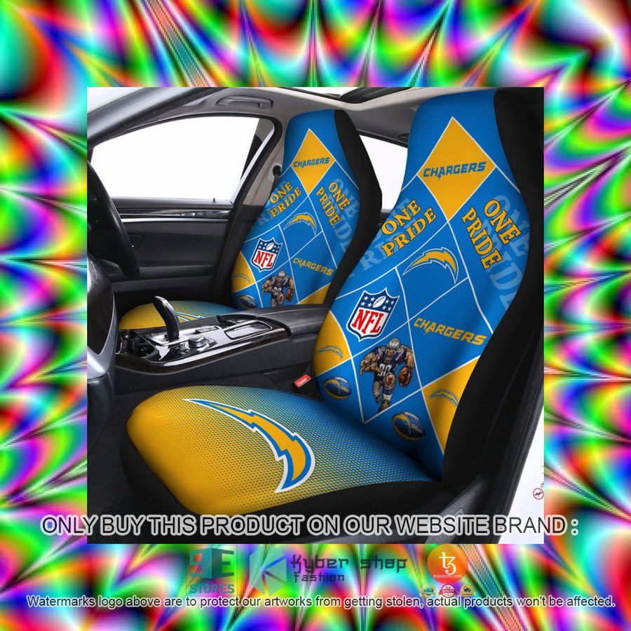 HOT Los Angeles Chargers One Pride Car Seat Covers 3 los angeles chargers one pride car seat covers 3 16312