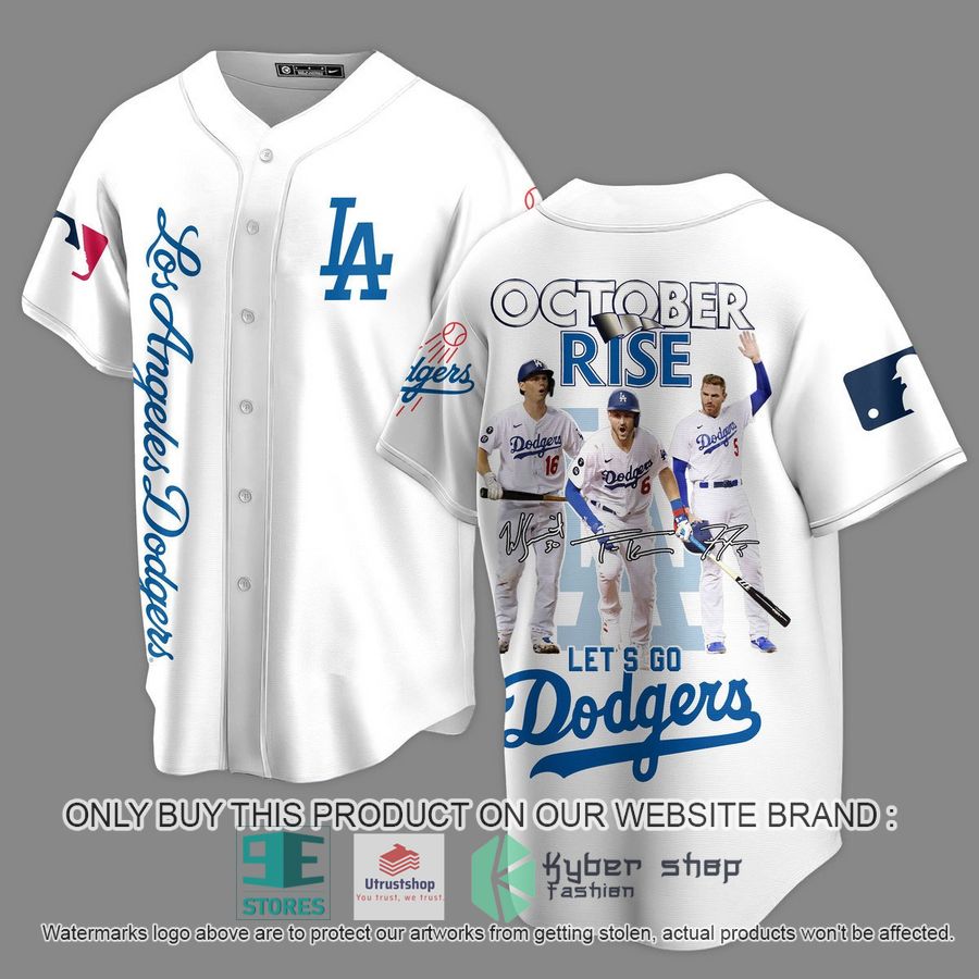los angeles dodgers october rise lets go dodgers white baseball jersey 1 89185