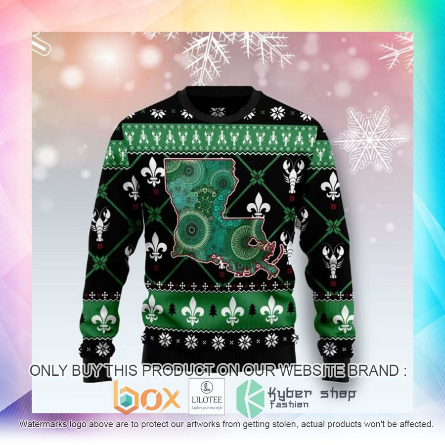 louisiana usa symbols pattern ugly christmas sweatshirt 2 83633