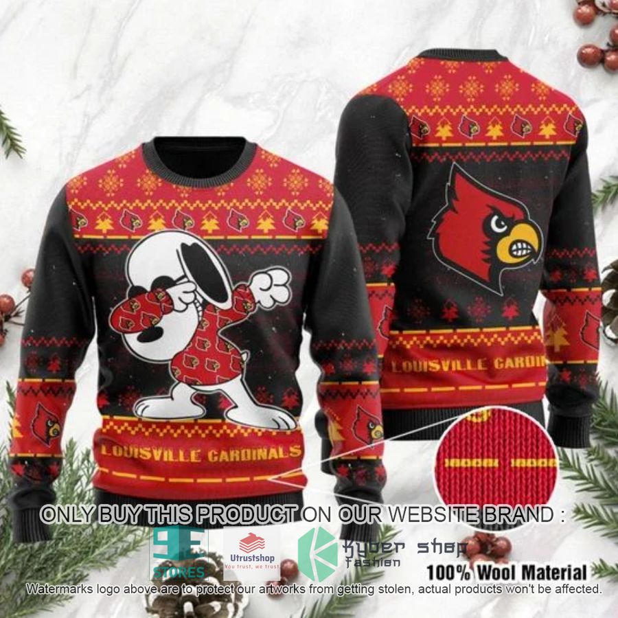 NEW Louisville Cardinals Snoopy Dabbing Ugly Sweater 3 louisville cardinals snoopy dabbing ugly chrisrtmas sweater 3 84514