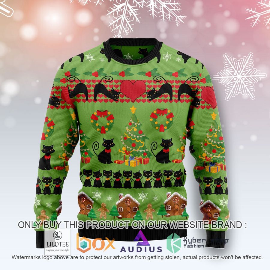 love black cat ugly christmas sweater 1 73274
