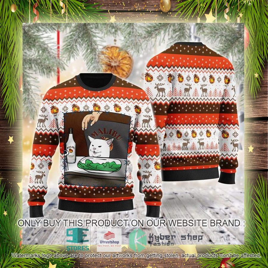 NEW Malibu Rum Cat Meme Christmas Ugly Sweater 4 malibu rum cat meme ugly christmas sweater 4 83964