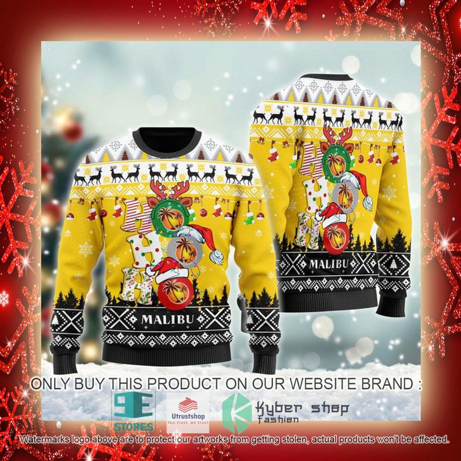 NEW Malibu Rum Ho Ho Ho Christmas Ugly Sweater 3 malibu rum ho ho ho ugly christmas sweater 3 36092