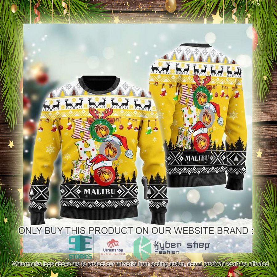 NEW Malibu Rum Ho Ho Ho Christmas Ugly Sweater 4 malibu rum ho ho ho ugly christmas sweater 4 63479